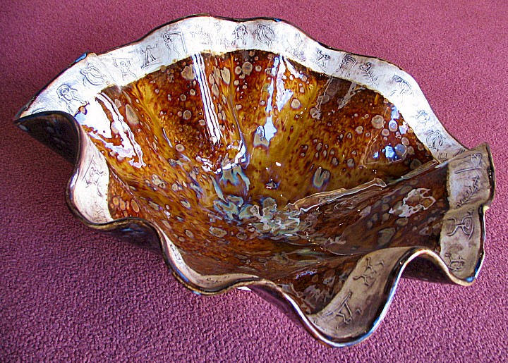 A seashell painted brown and white