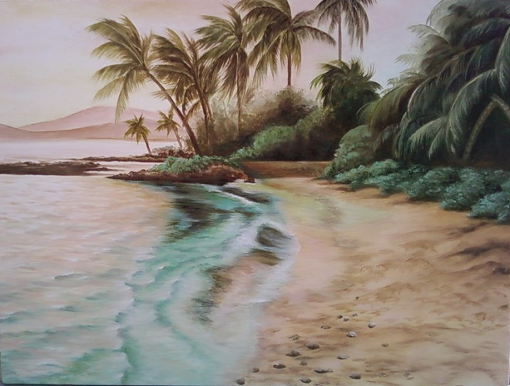 Lanikuhonua Beach painting artwork by Belinda Leigh